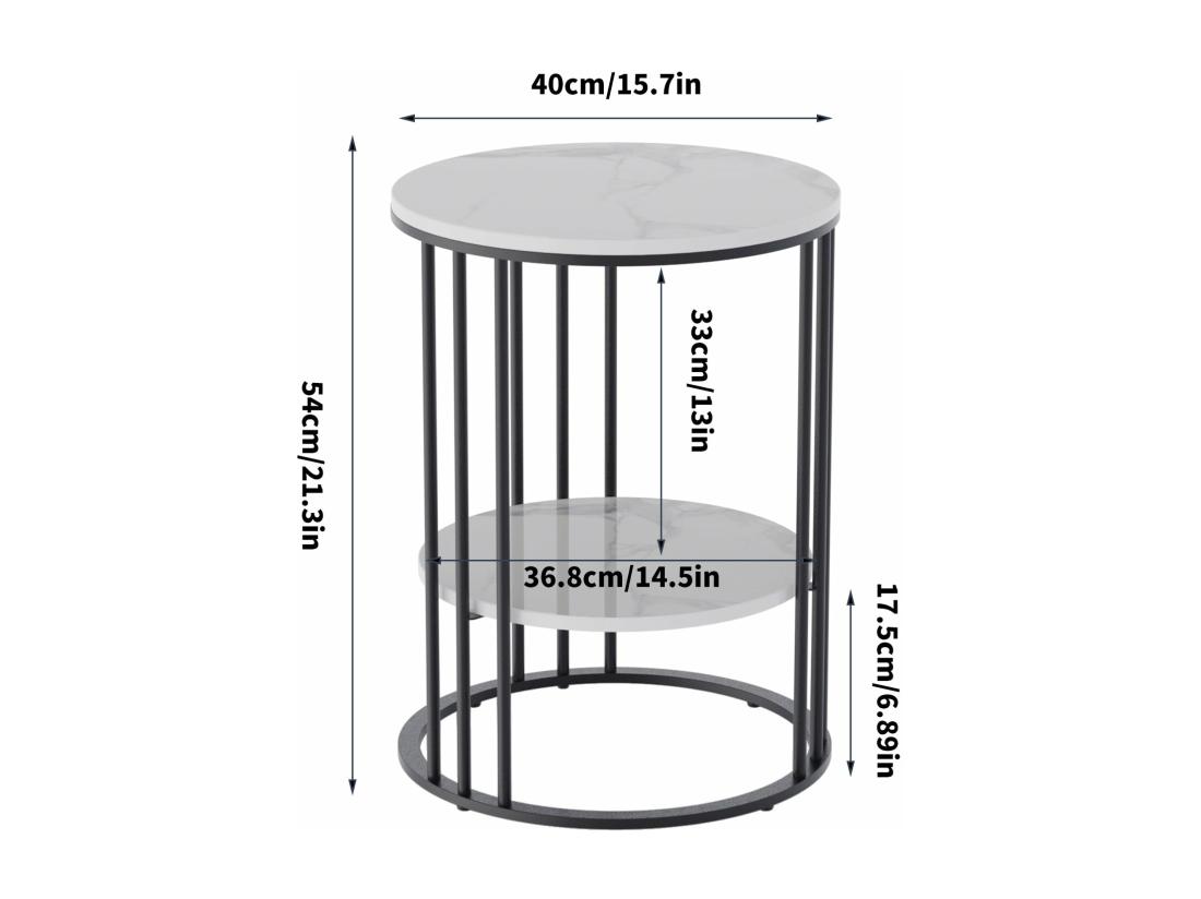 Vente Unique Table De Chevet Bout De Canapé Ronde En Marbre Pour Salon Chevet 40x40x54cm
