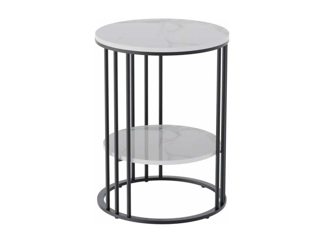 Vente Unique Table De Chevet Bout De Canapé Ronde En Marbre Pour Salon Chevet 40x40x54cm