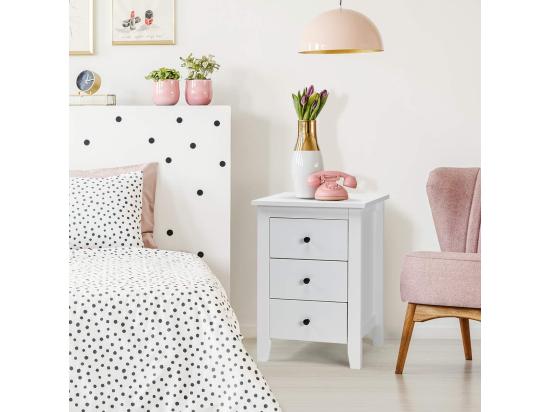 Vente Unique Table De Chevet Lot De 2 Avec 3 Tiroirs Table De Nuit Moderne Pour Chambre à Coucher Bout De Canapé Pour Salon 46 X 37 X 65 Cm Blanc