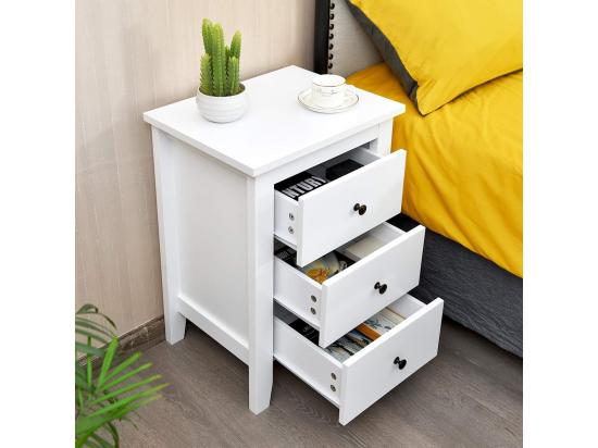 Vente Unique Table De Chevet Lot De 2 Avec 3 Tiroirs Table De Nuit Moderne Pour Chambre à Coucher Bout De Canapé Pour Salon 46 X 37 X 65 Cm Blanc
