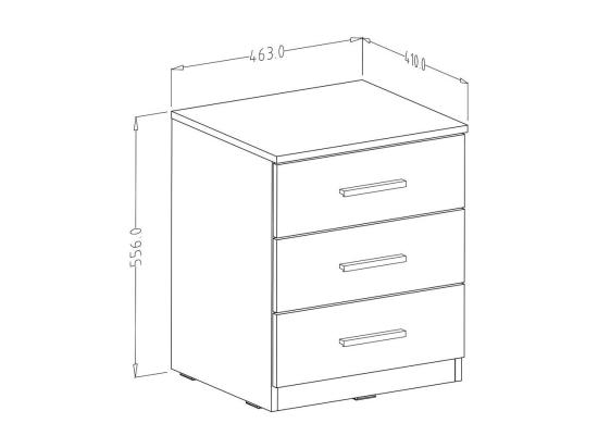 Vente Unique Table De Chevet Trois Tiroirs Collection FLOYD. Coloris Chêne Foncé Et Noir Brillant