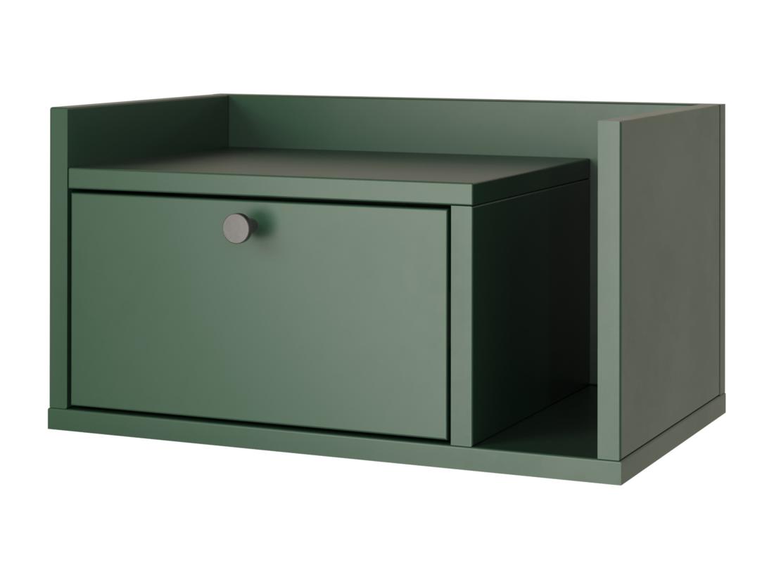 Vente Unique Table De Chevet WENA Montage Mural Avec Tiroir Et étagère à Droite Aura 50x27x35 Cm Vert