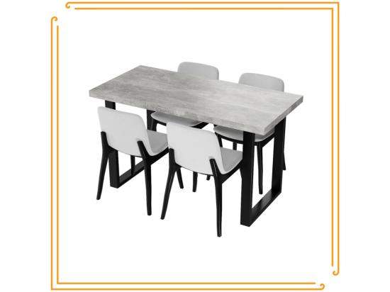 Vente Unique Table De Cuisine Pour Salle à Manger Loft Couleur Béton Clair Avec Pieds Noirs