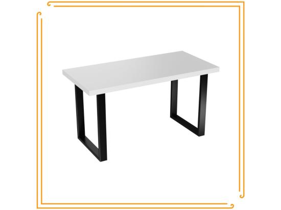 Vente Unique Table De Cuisine Pour Salle à Manger Loft Couleur Blanc Avec Pieds Noirs