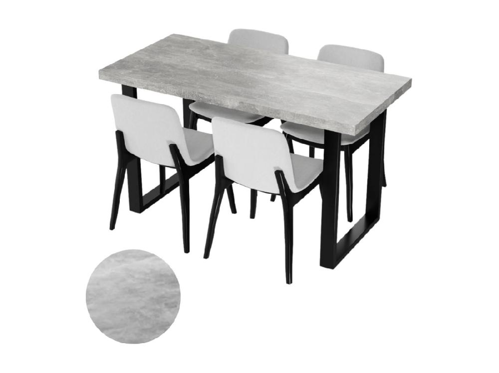 vente unique Table de cuisine pour salle à manger Loft couleur béton clair avec pieds noirs