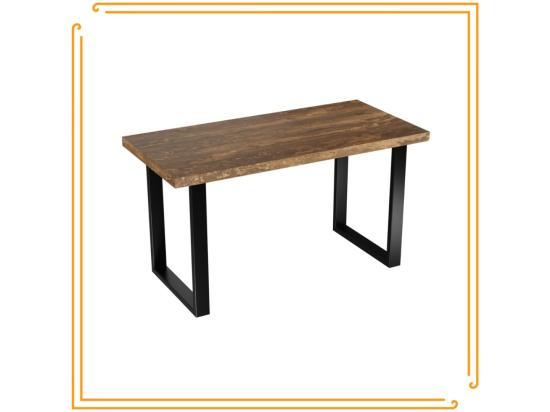 Vente Unique Table De Cuisine Pour Salle à Manger Loft Couleurs Béton Rouillé Pieds Noirs