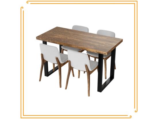 Vente Unique Table De Cuisine Pour Salle à Manger Loft Couleurs Béton Rouillé Pieds Noirs