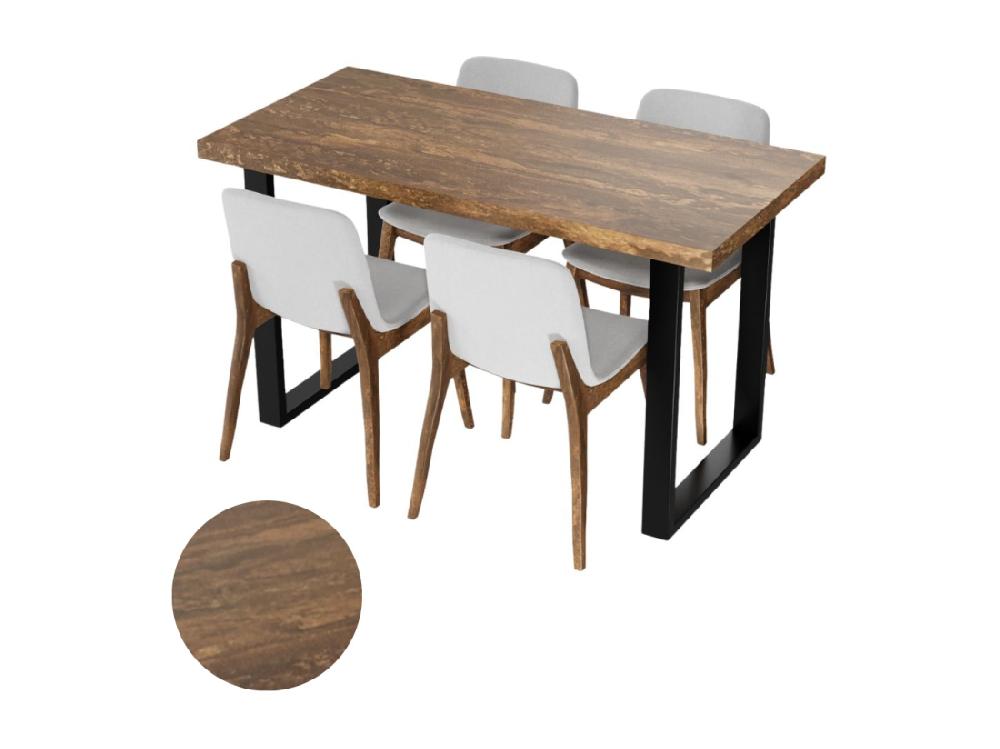 vente unique Table de cuisine pour salle à manger Loft couleurs béton rouillé pieds noirs
