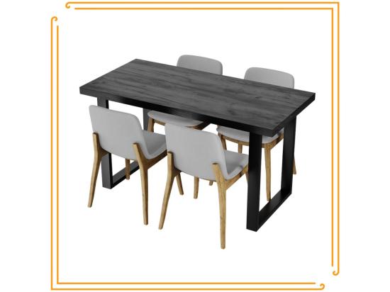 Vente Unique Table De Cuisine Pour Salle à Manger Loft En Bois Foncé Avec Pieds Noirs