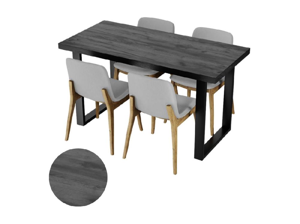 vente unique Table de cuisine pour salle à manger Loft en bois foncé avec pieds noirs