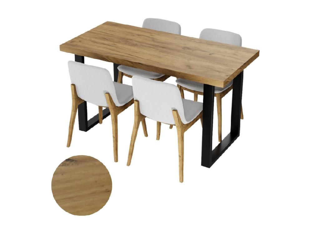 Vente Unique Table De Cuisine Pour Salle à Manger Loft En Chêne Noir Et Doré Craft