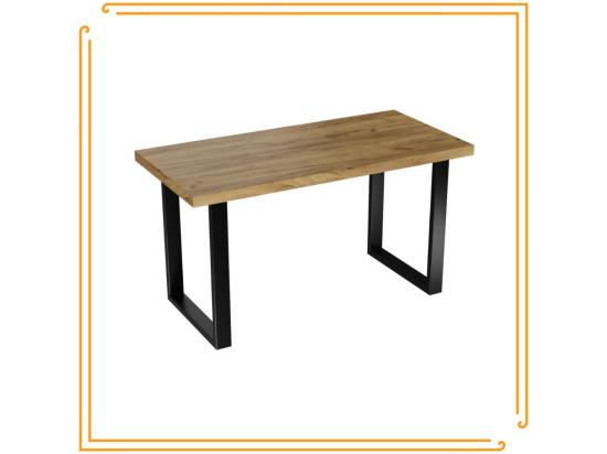 Vente Unique Table De Cuisine Pour Salle à Manger Loft En Chêne Noir Et Doré Craft