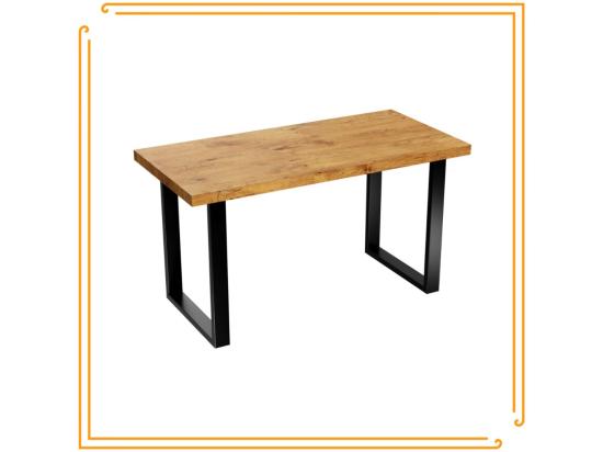 Vente Unique Table De Cuisine Pour Salle à Manger Loft En Chêne Lancelot Avec Pieds Noirs