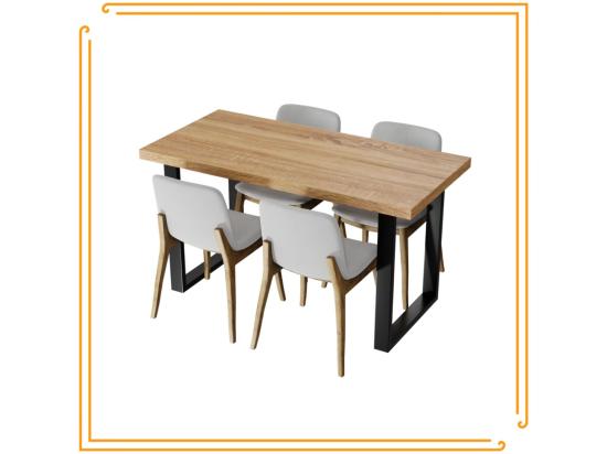 Vente Unique Table De Cuisine Pour Salle à Manger Loft En Chêne Sonoma Avec Pieds Noirs