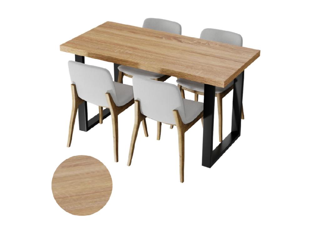 vente unique Table de cuisine pour salle à manger Loft en chêne Sonoma avec pieds noirs