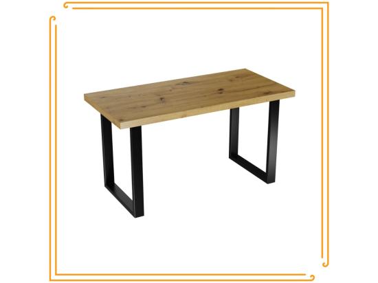 Vente Unique Table De Cuisine Pour Salle à Manger Loft En Chêne Artisna Avec Pieds Noirs