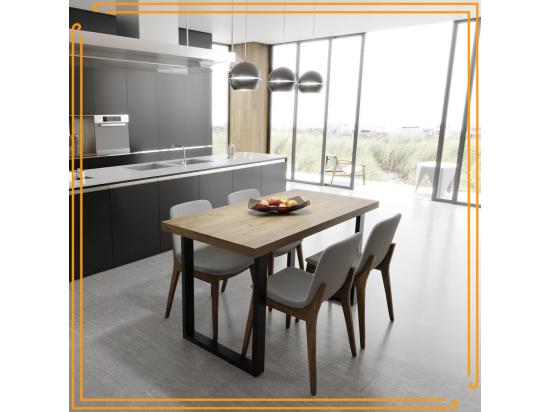 vente unique Table de cuisine pour salle à manger Loft en chêne noir et doré Craft