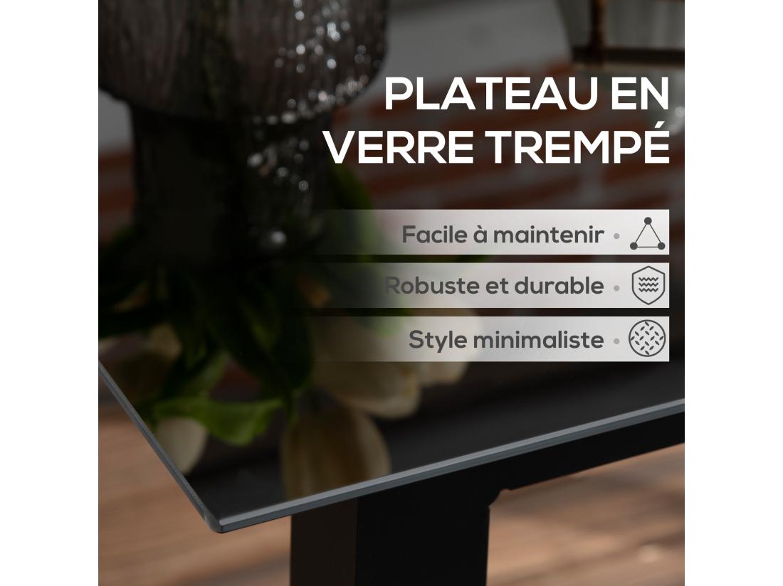 Vente Unique Table De Jardin Carrée 4 Personnes Dim. 80L X 80l X 74H Cm Alu. Plateau Verre Trempé Noir