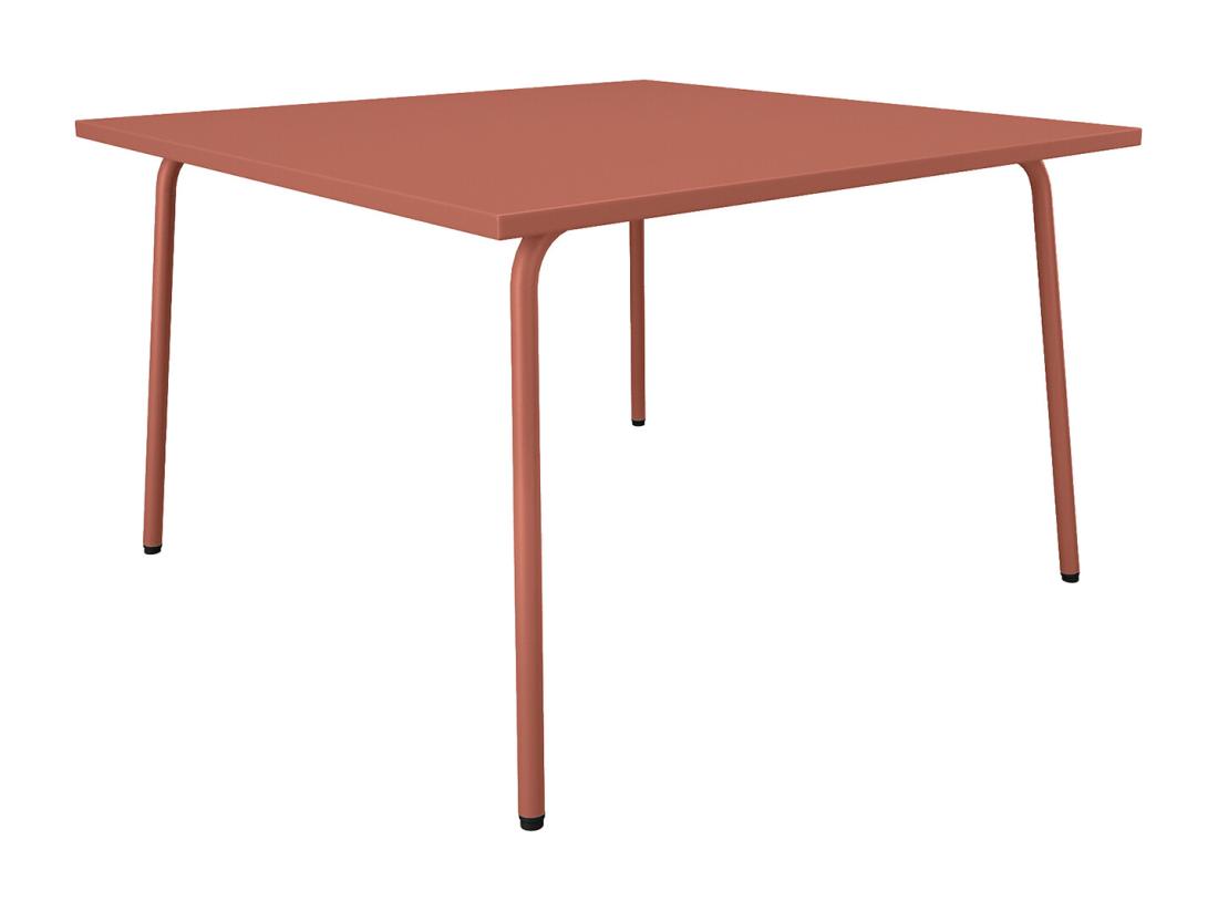 vente unique Table de jardin carrée L.120 cm en métal - Terracotta - MIRMANDE de MYLIA
