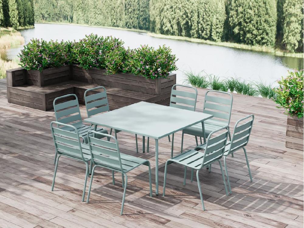 Vente Unique Table De Jardin Carrée L.120 Cm En Métal - Vert Amande - MIRMANDE De MYLIA