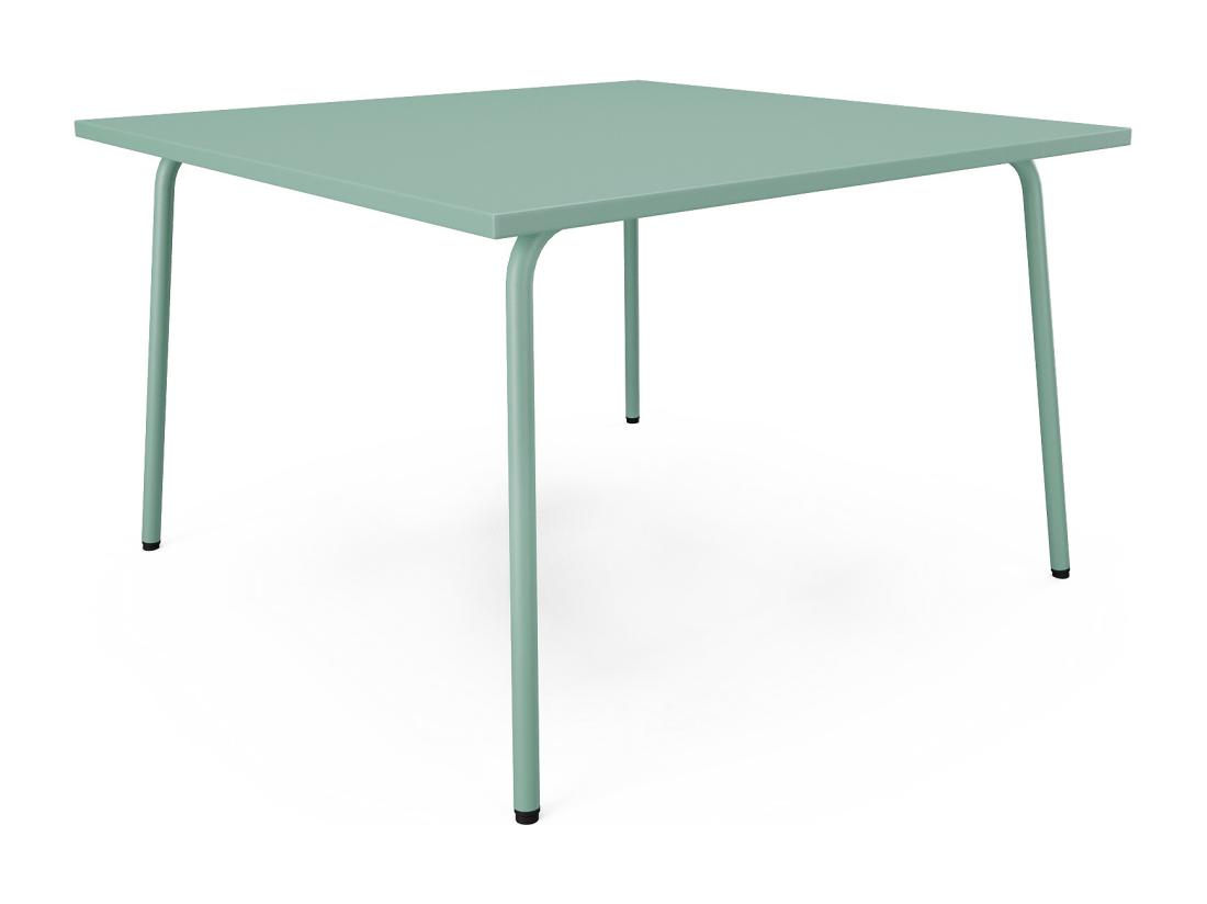 vente unique Table de jardin carrée L.120 cm en métal - Vert amande - MIRMANDE de MYLIA