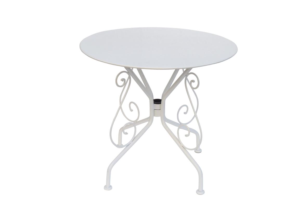 vente unique Table de jardin D.80 cm en métal façon fer forgé - Blanc - GUERMANTES de MYLIA