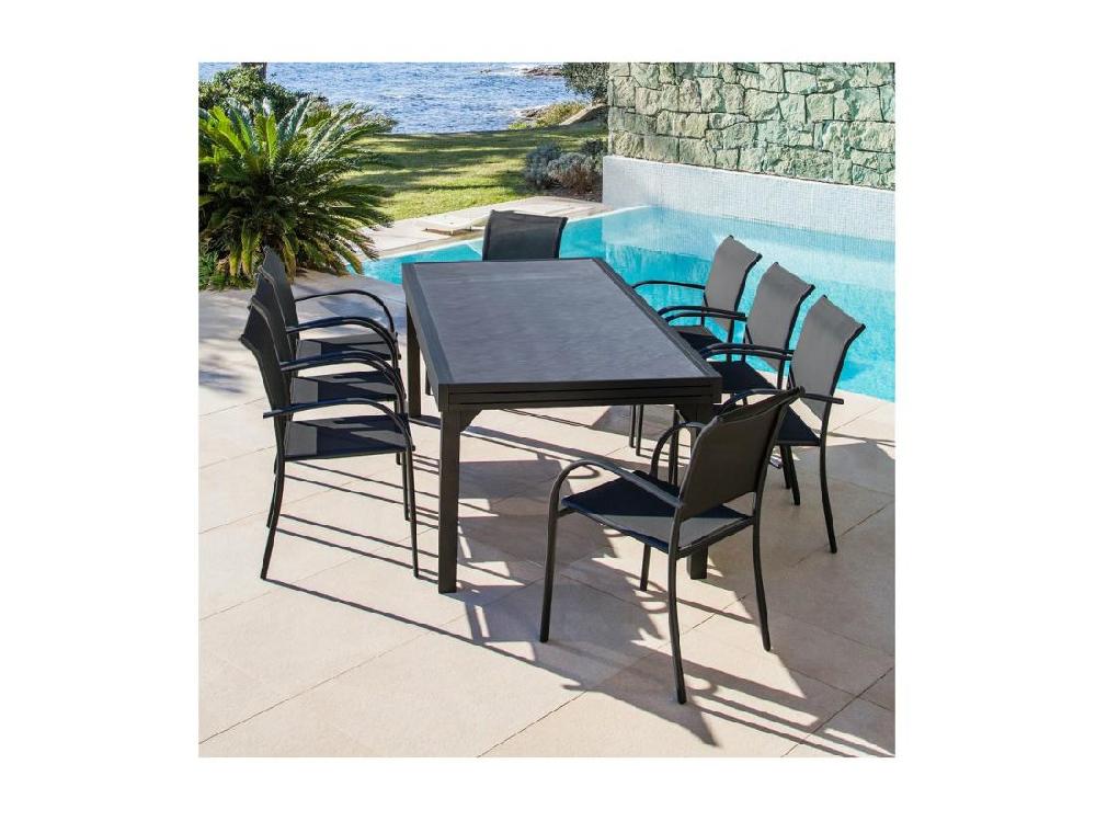 Vente Unique Table De Jardin En Aluminium Extensible "Lagos" - 140/280 X 90 X 76 Cm - Noir