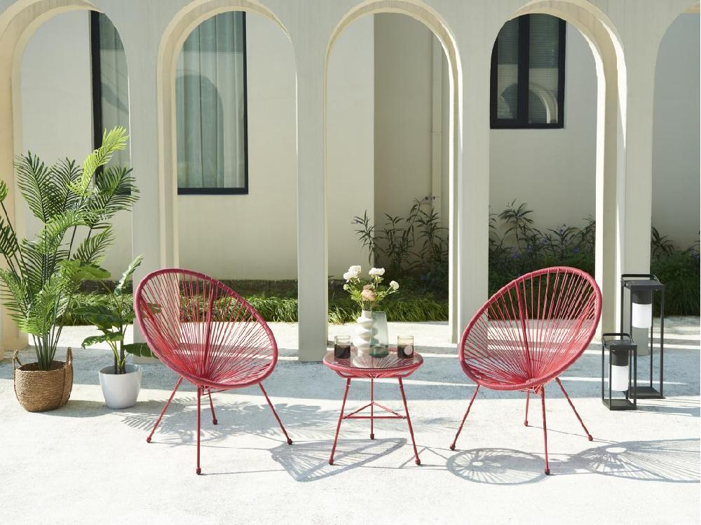Vente Unique Table De Jardin En Fils De Résine Tressés - Terracotta - ALIOS III De MYLIA