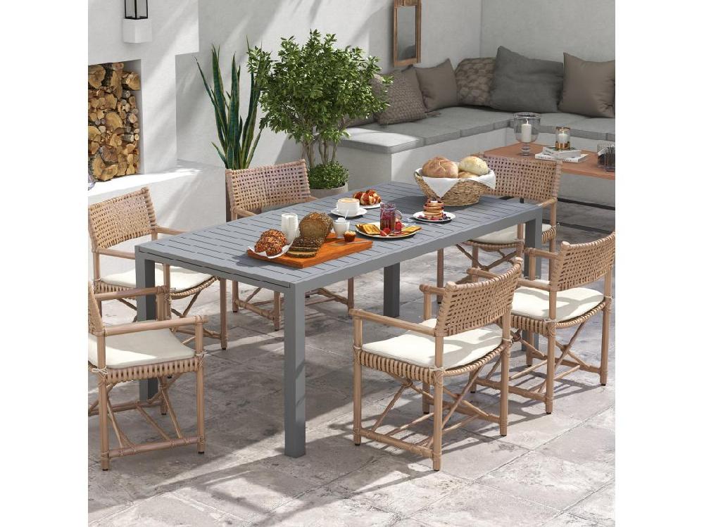 Vente Unique Table De Jardin Extensible 6-8 Personnes Dim. 180/240L X 94l X 73H Cm Alu Gris