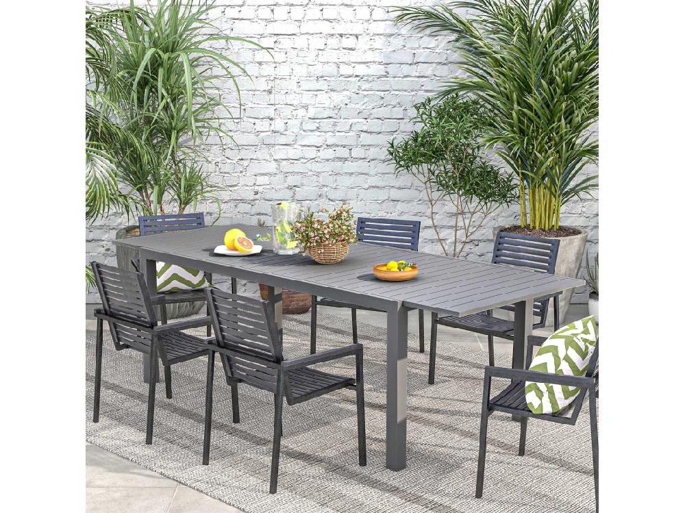 Vente Unique Table De Jardin Extensible 6-8 Personnes Dim. 180/240L X 94l X 73H Cm Alu Gris