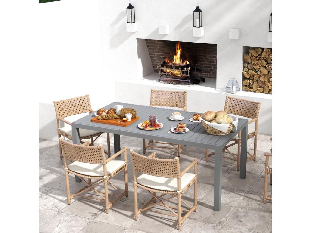 Vente Unique Table De Jardin Extensible 6-8 Personnes Dim. 180/240L X 94l X 73H Cm Alu Gris
