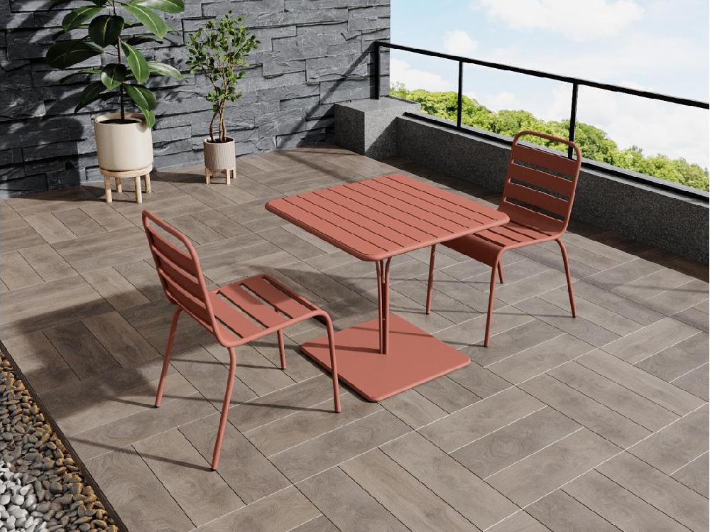 Vente Unique Table De Jardin L.80 Cm En Métal - Terracotta - MIRMANDE De MYLIA
