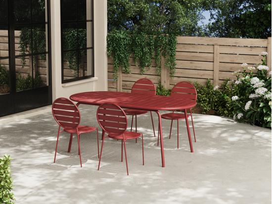Vente Unique Table De Jardin Ovale L.180 Cm En Métal - Terracotta - MONTEFARO De MYLIA