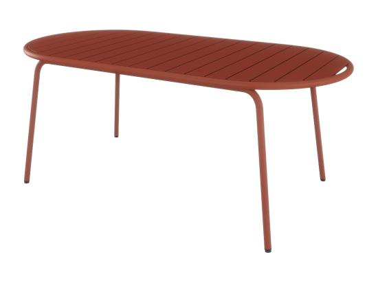 vente unique Table de jardin ovale L.180 cm en métal - Terracotta - MONTEFARO de MYLIA