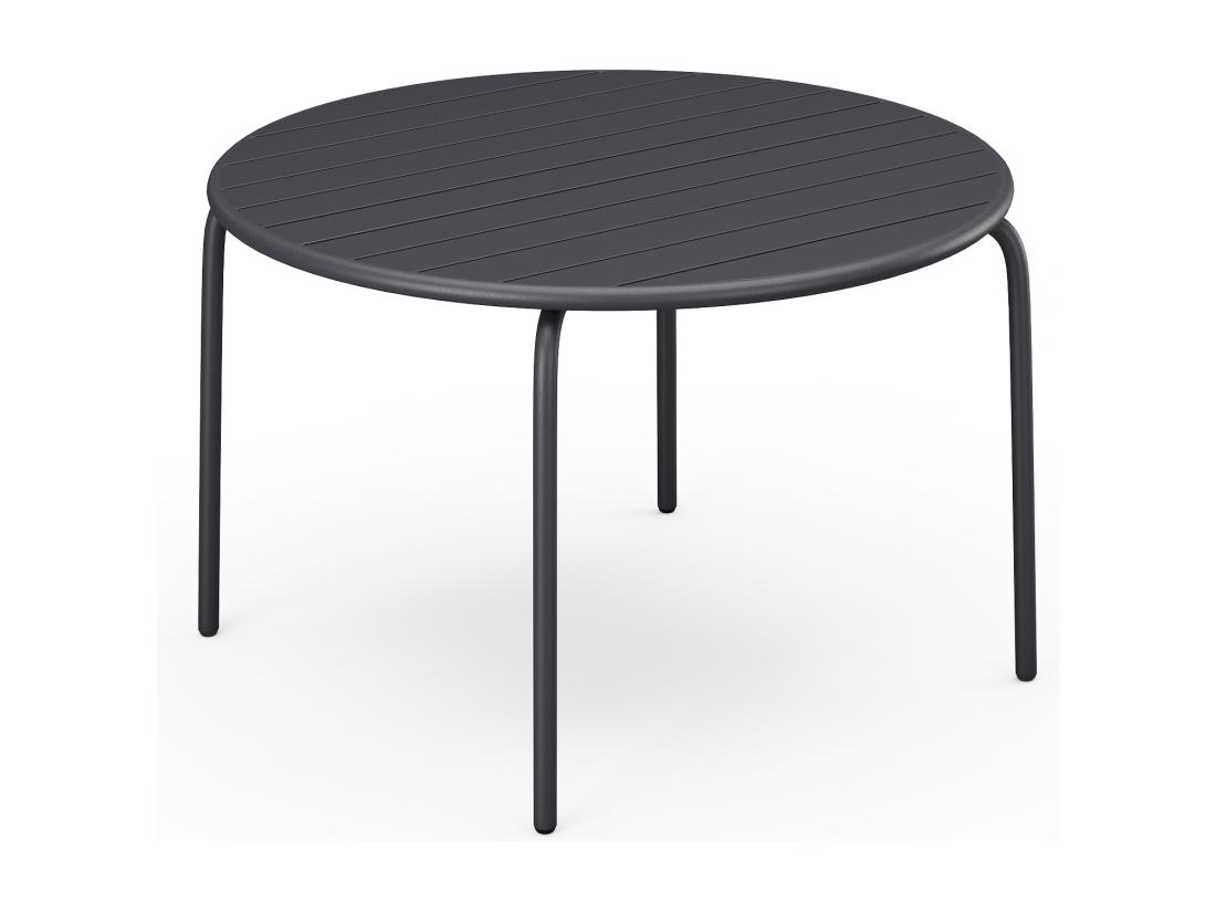 vente unique Table de jardin ronde D.110 cm en métal - Gris anthracite - MIRMANDE de MYLIA