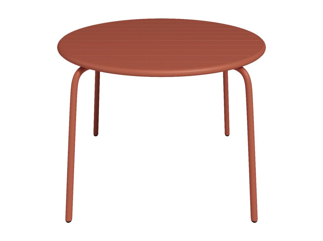 Vente Unique Table De Jardin Ronde D.110 Cm En Métal - Terracotta - MIRMANDE De MYLIA