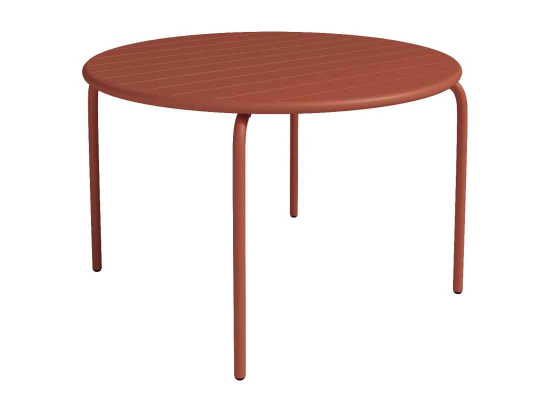 vente unique Table de jardin ronde D.110 cm en métal - Terracotta - MIRMANDE de MYLIA