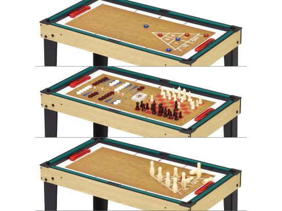 Vente Unique Table De Jeux 10 En 1 - Baby-Foot - Billard - Ping Pong - Hockey - Bowling - Cartes - Structure Bois - Accessoires Inclus