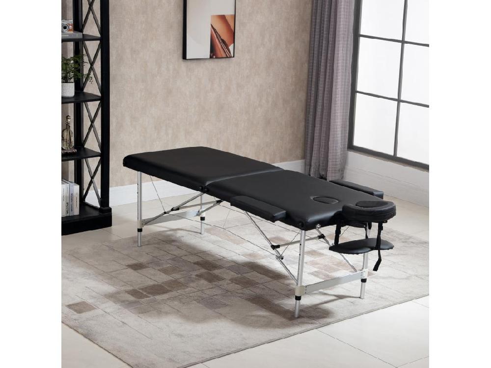 vente unique Table de massage pliable 3 zones hauteur réglable dim. 185L x 70l x 59-84H cm sac transport alu. synthétique PVC noir