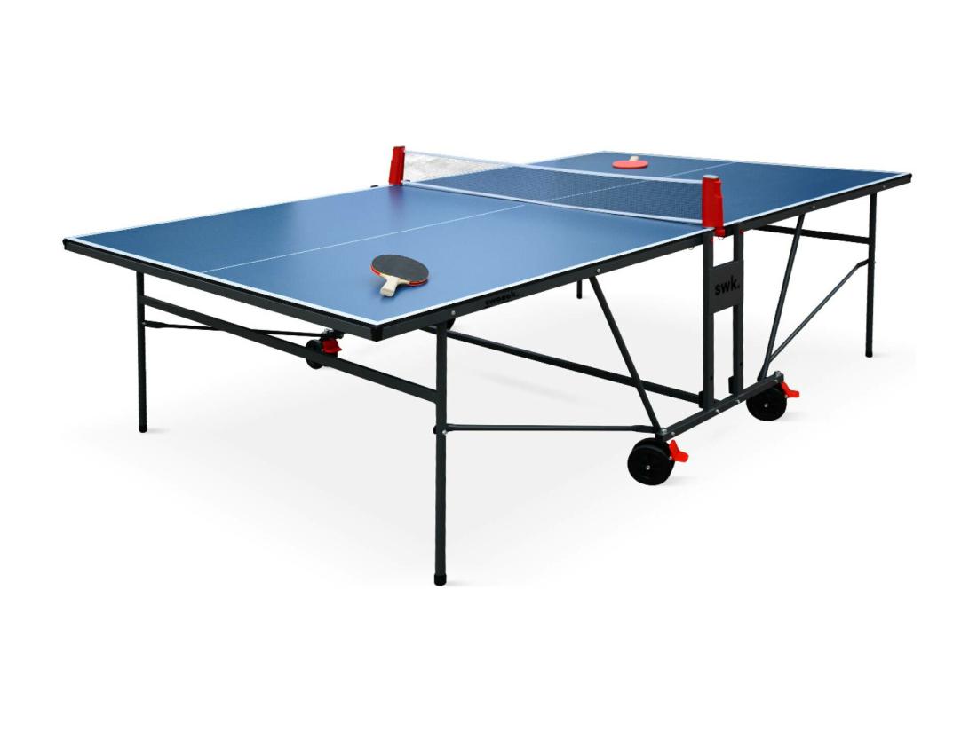 vente unique Table de ping pong INDOOR bleue. avec 2 raquettes et 3 balles. utilisation intérieure + Housse en PVC
