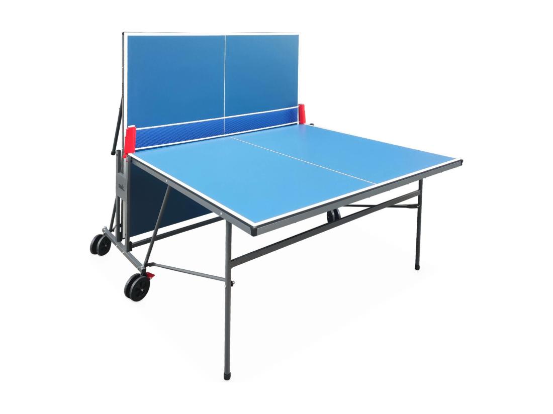 Vente Unique Table De Ping Pong INDOOR Bleue - Table Pliable Avec 2 Raquettes Et 3 Balles. Pour Utilisation Intérieure. Sport Tennis De Table