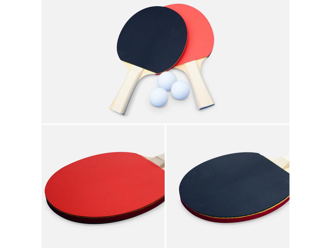 Vente Unique Table De Ping Pong INDOOR Bleue - Table Pliable Avec 4 Raquettes Et 6 Balles. Pour Utilisation Intérieure. Sport Tennis De Table