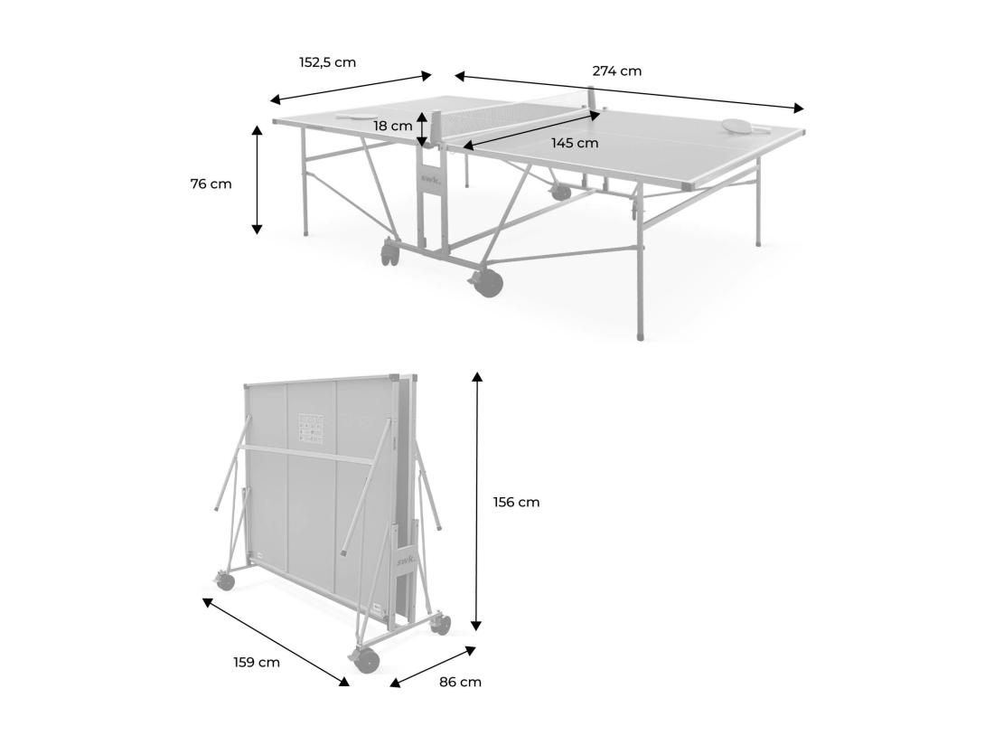 Vente Unique Table De Ping Pong OUTDOOR. Avec 2 Raquettes Et 3 Balles. Pour Utilisation Extérieure + Housse En PVC