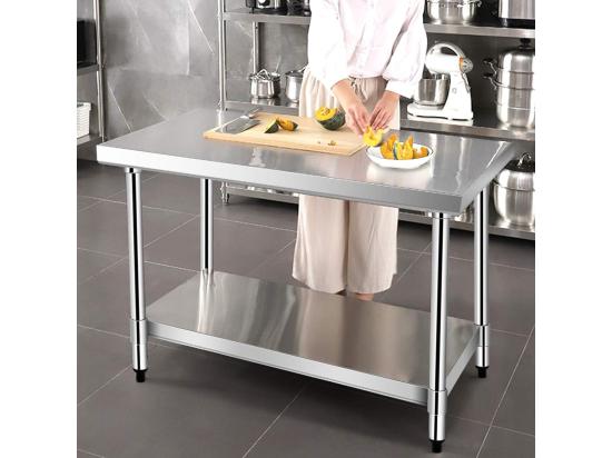 Vente Unique Table De Travail Cuisine En Acier Inoxydable 61 X 92 X 90 Cm Plan De Travail Cuisine Avec 2 Étagère Charge 250 Kg Extérieur/Intérieur Pour Cuisine Restaurant Jardin Hôtel