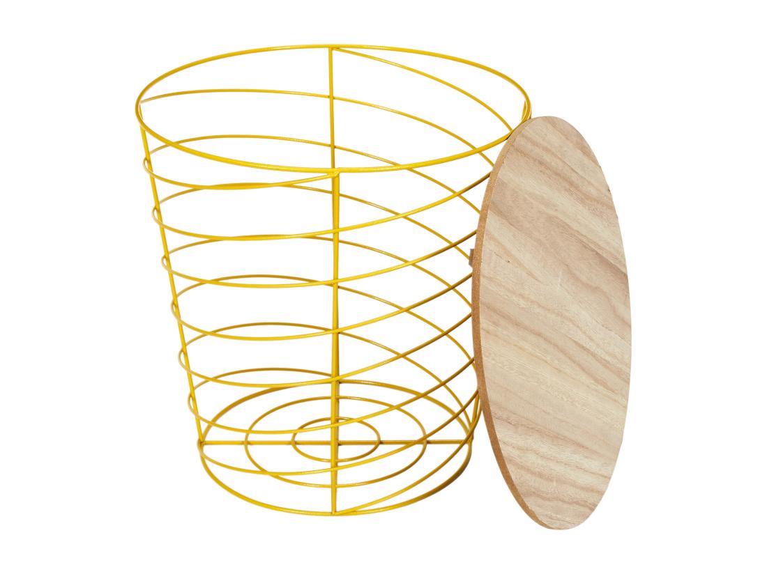 Vente Unique Table Filaire Bois Et Metal Cyclone Jaune