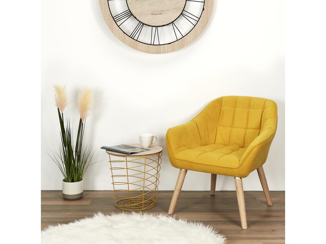 Vente Unique Table Filaire Bois Et Metal Cyclone Jaune