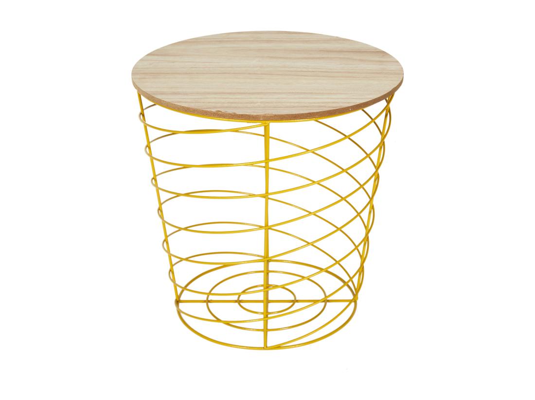 vente unique Table Filaire Bois Et Metal Cyclone Jaune