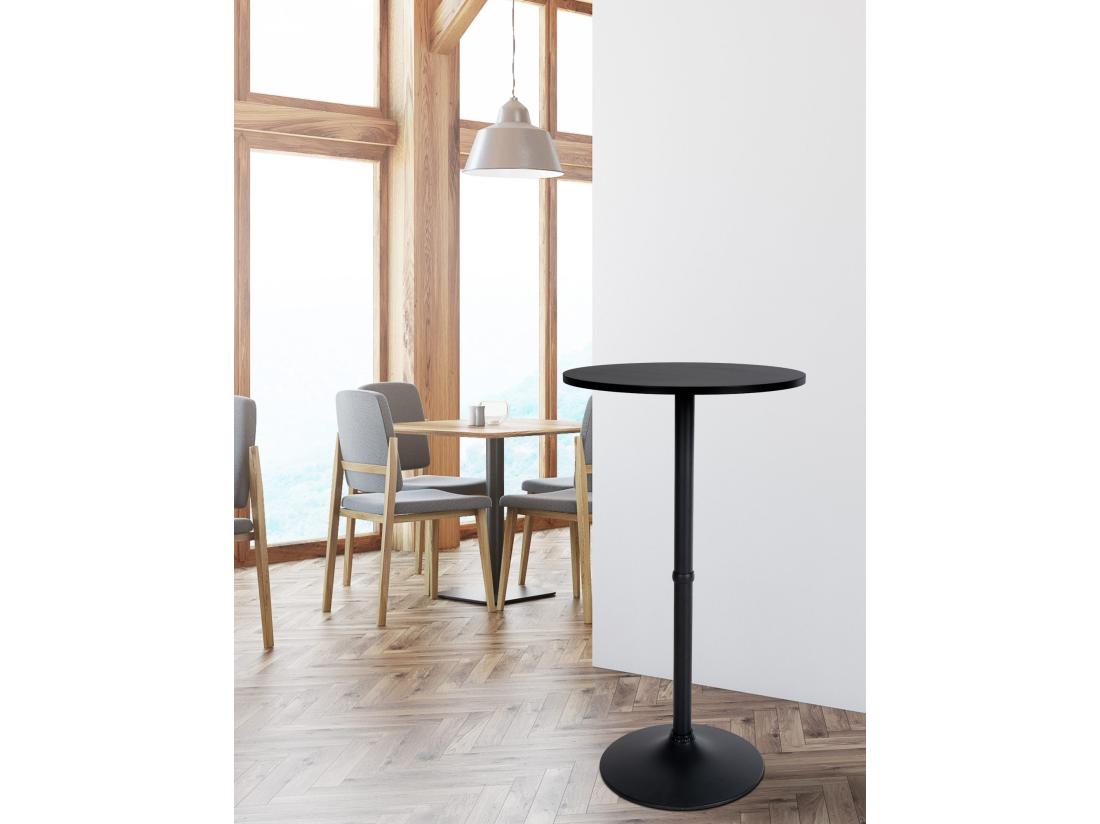 Vente Unique Table Haute De Bar - Rond Ø 60 Cm - Bois - Noir / Noir - Rund