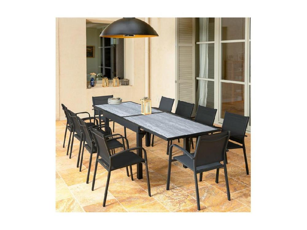 Vente Unique Table Jardin En Aluminium Extensible "Lagos" - 200/320 X 105 X 76 Cm - Gris