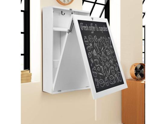 Vente Unique Table Murale Rabattable Pliable Avec Etagère Intégrée Et Tableau Noir En Mdf 75 X 15 8 X 60 1cm